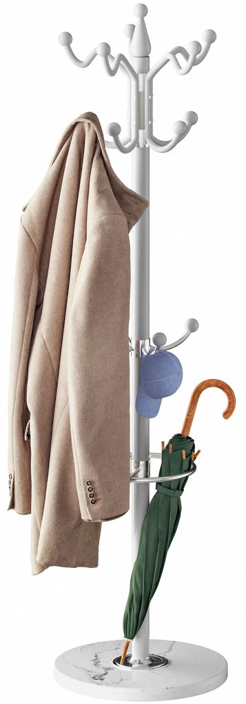 Stojanový vešiak TENZY s mramorovým podstavcom, 37x173cm, biela Casaria