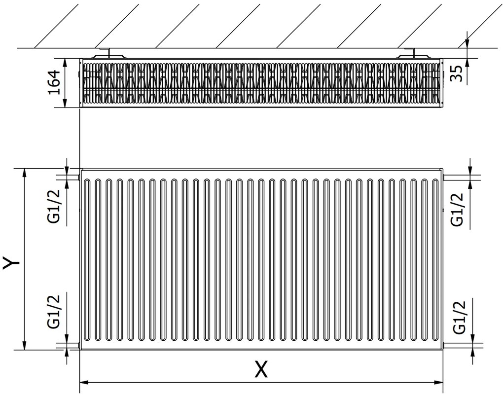 Mexen, panelový radiátor Mexen C33 600 x 400 mm, bočné pripojenie, 934 W, antracit - W433-060-040-66