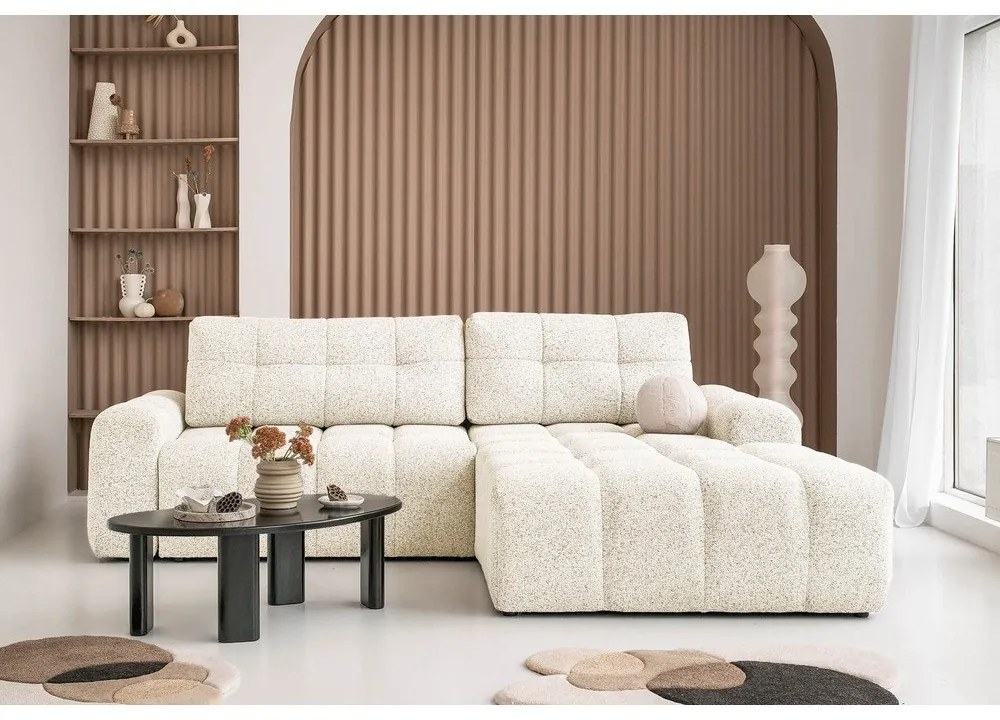 Krémová rozkladacia modulárna rohová pohovka s úložným priestorom (pravý roh) Lulu – Miuform