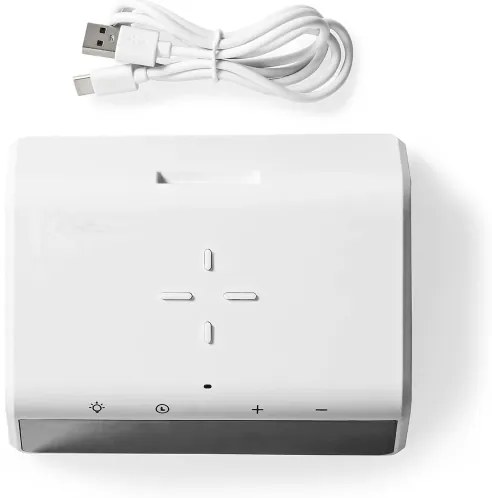 Nedis WCACQ30WT - Budík s LCD a bezdrôtovou nabíjačkou 15W/5V, biely