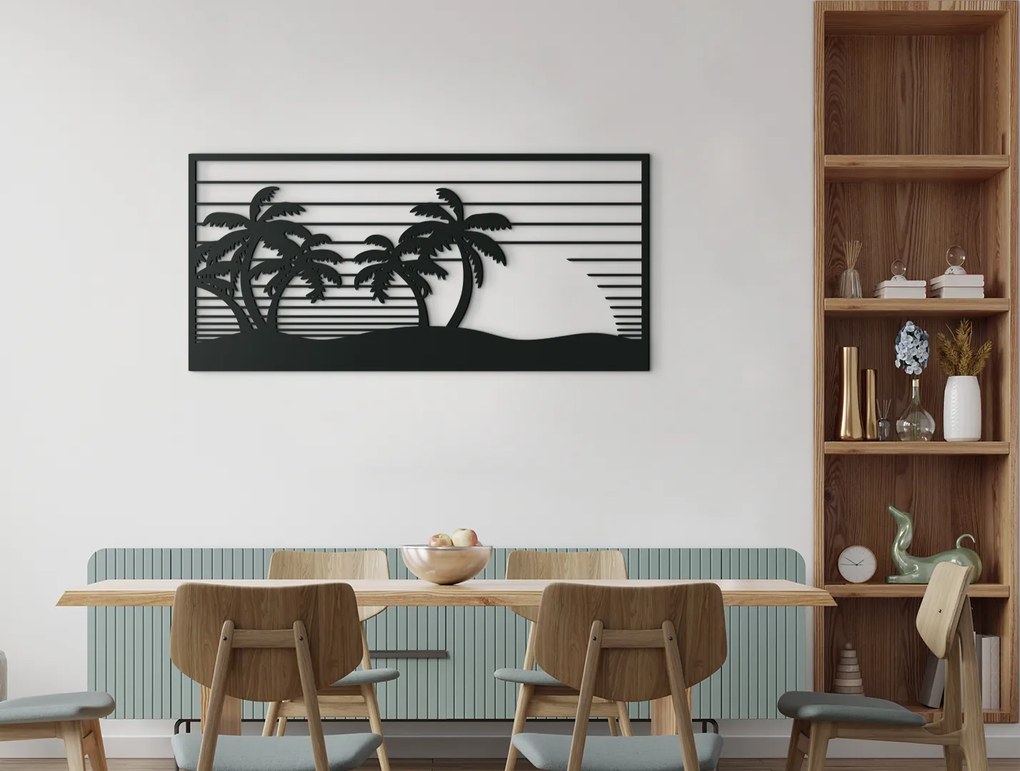 drevko Drevený obraz na stenu Západ Slnka Rozmer obrazu: 30,5 x 65 cm, Farba dekorácie: Čierna
