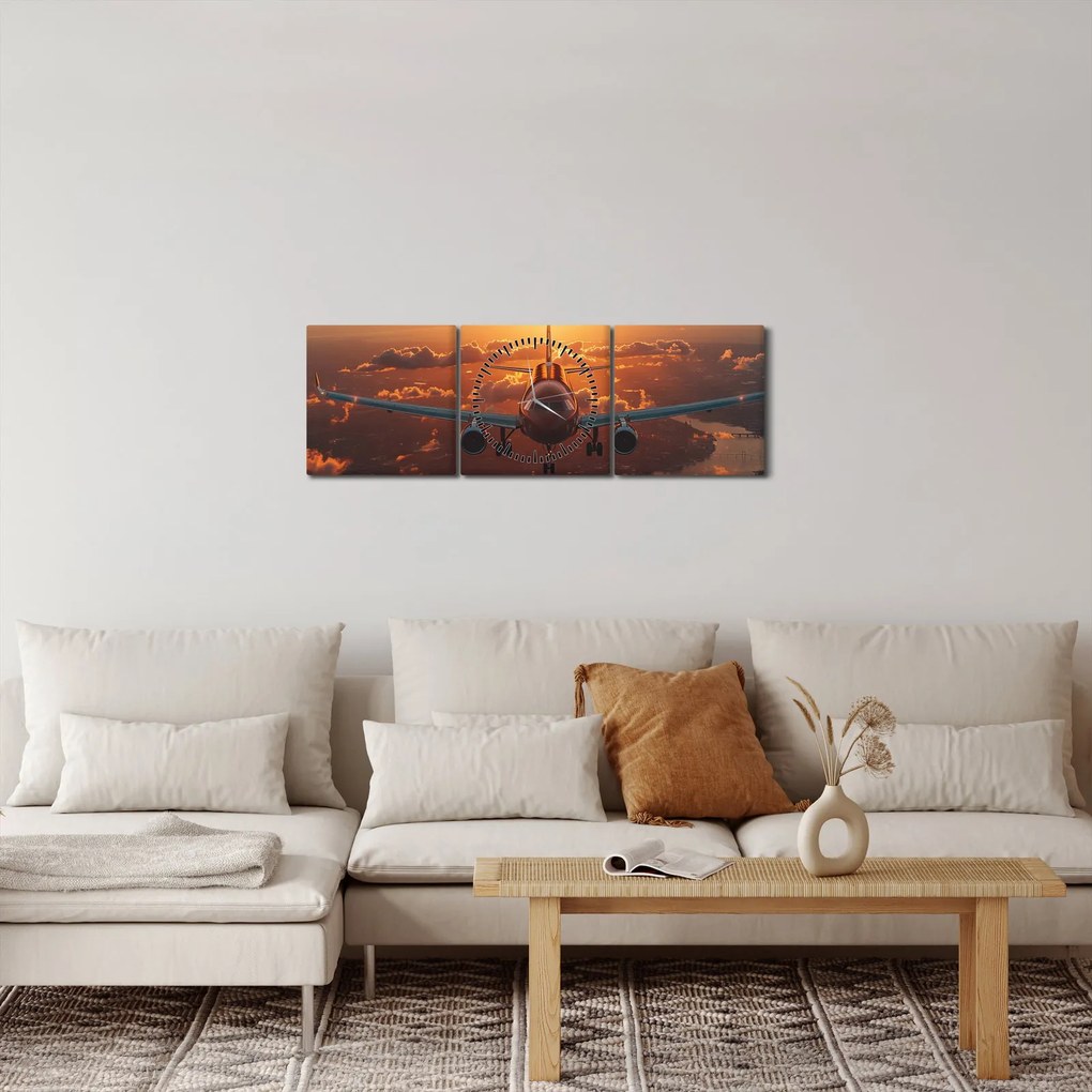 Obraz - Dopravné lietadlo (s hodinami) (90x30 cm)