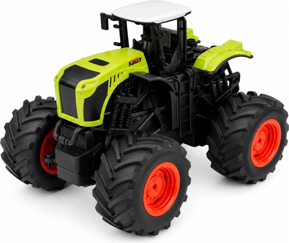 LEAN Toys Vysoký poľnohospodársky traktor s vyklápacím prívesom, diaľkovo ovládaný RC v mierke 1:16
