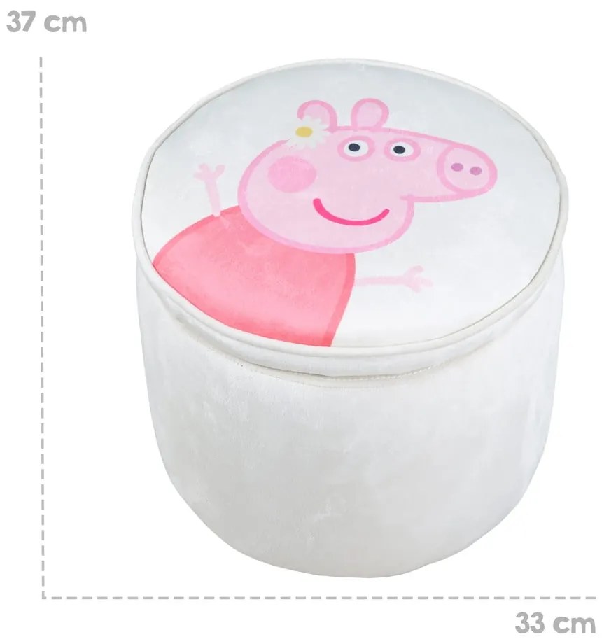 Biely zamatový detský puf Peppa Pig – Roba