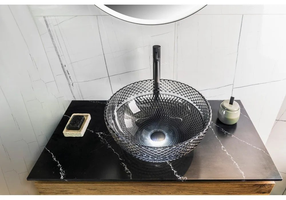 Čierne sklenené okrúhle umývadlo ø 39,5 cm Marac – Sapho