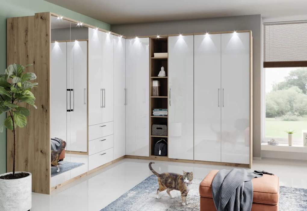 Regál OPTIMA + LED, 35x217x63, biela