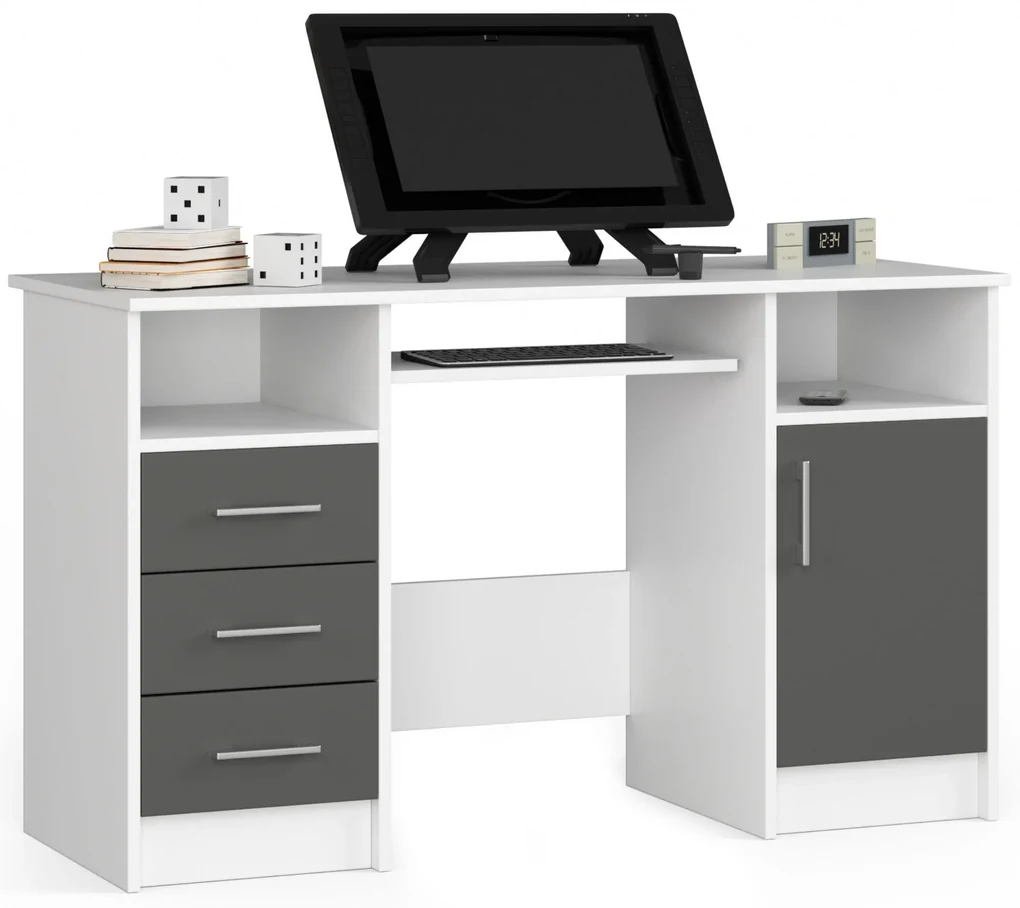 PC stolík Asegura (biela + grafit). Vlastná spoľahlivá doprava až k Vám domov. 1117077