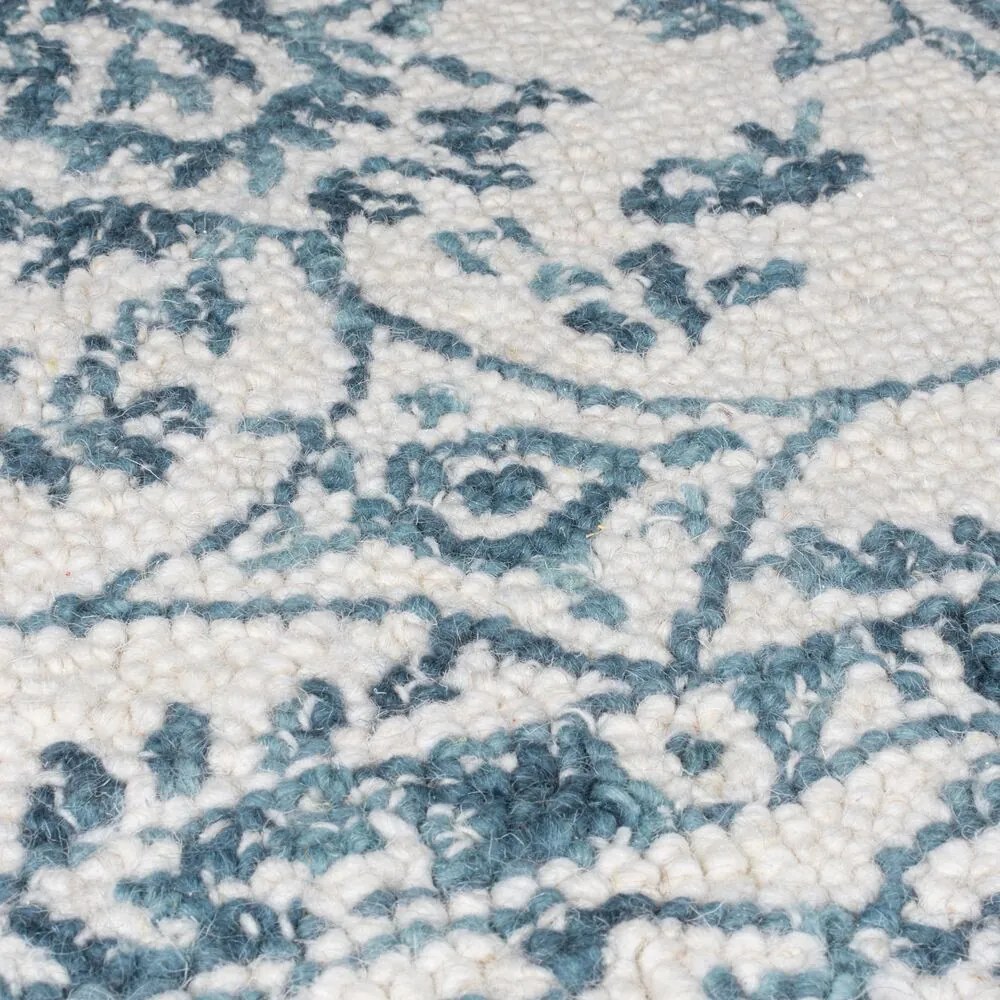 Flair Rugs, Kusový koberec Wool Loop Yasmin Ivory/Blue, 120x170, modrá, kancelária