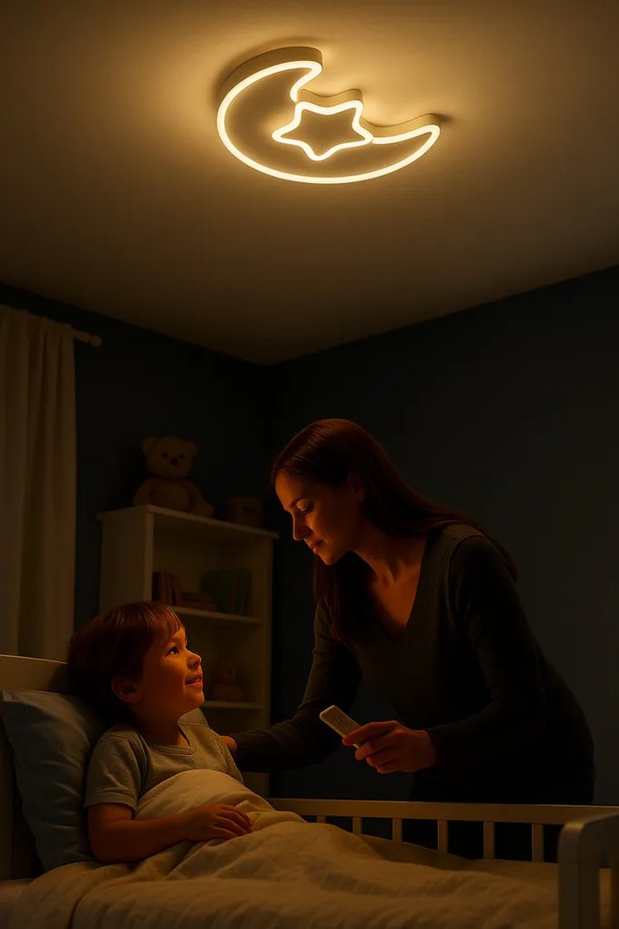 IKO LED stropná lampa s diaľkovým ovládačom – Mesiac s hviezdou