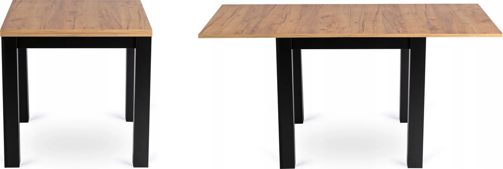 Rozkladací stôl do jedálne, obývacej izby, malý, štvorcový, čierny, Craft MAX 80/160