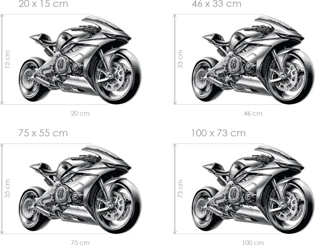 Hitech motorka textilní prelepiteľná nálepka na stenu hárok 46 x 33 cm