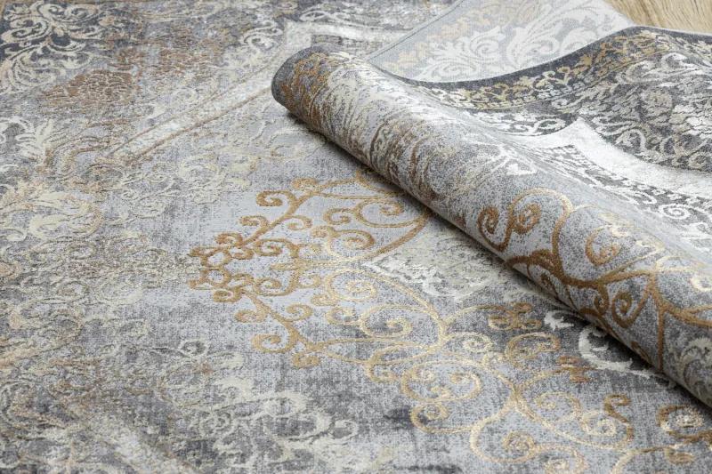 Moderný koberec LUCE 91 ornament vintage - Štrukturálny sivá / horčica Veľkosť: 115x170 cm