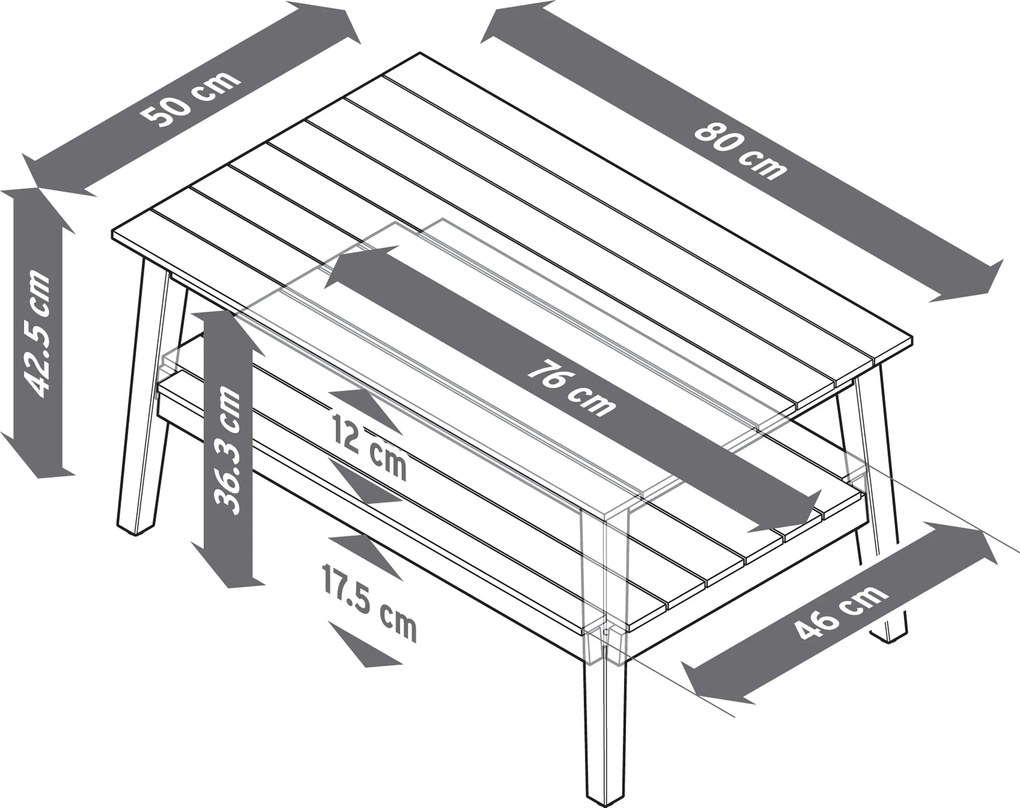 Záhradný konferenčný stolík, cca 80 x 50 cm