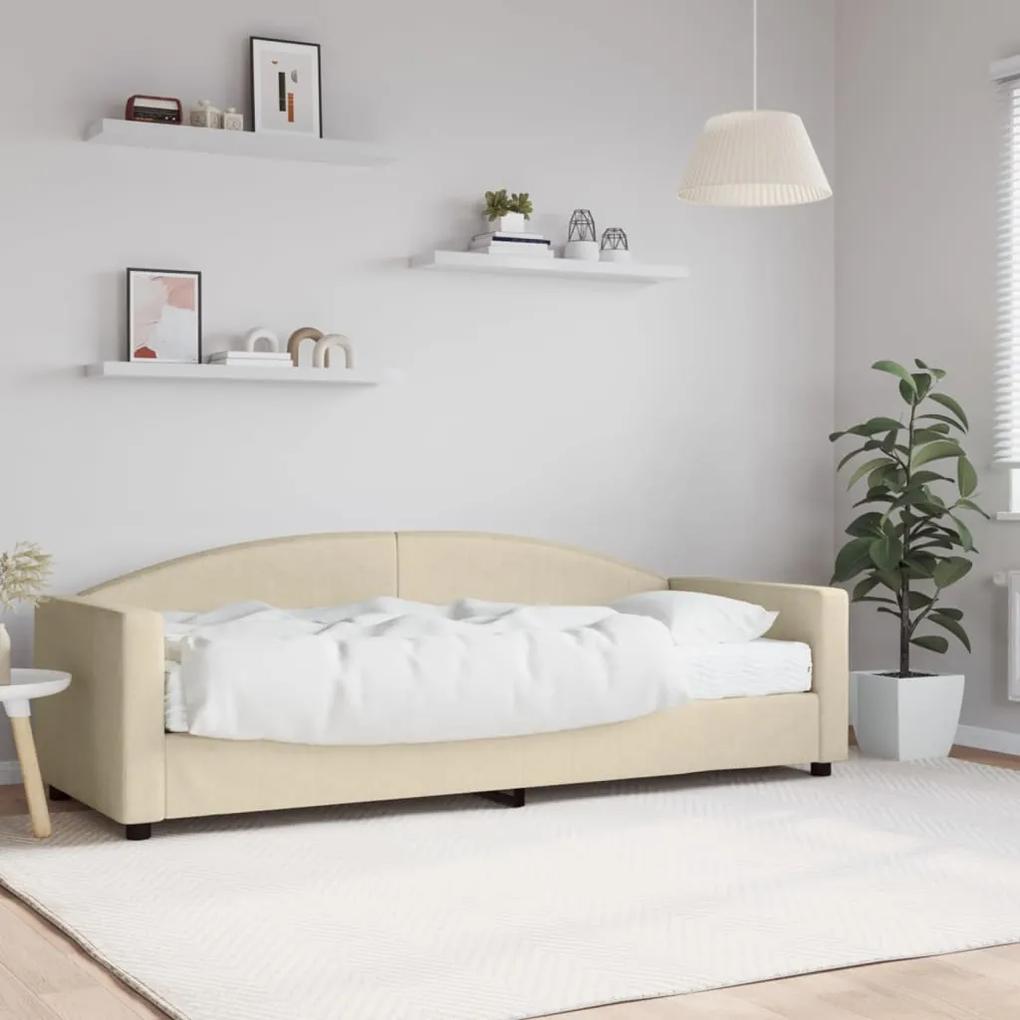 Denná posteľ s matracom krémová 80x200 cm látka 3197169