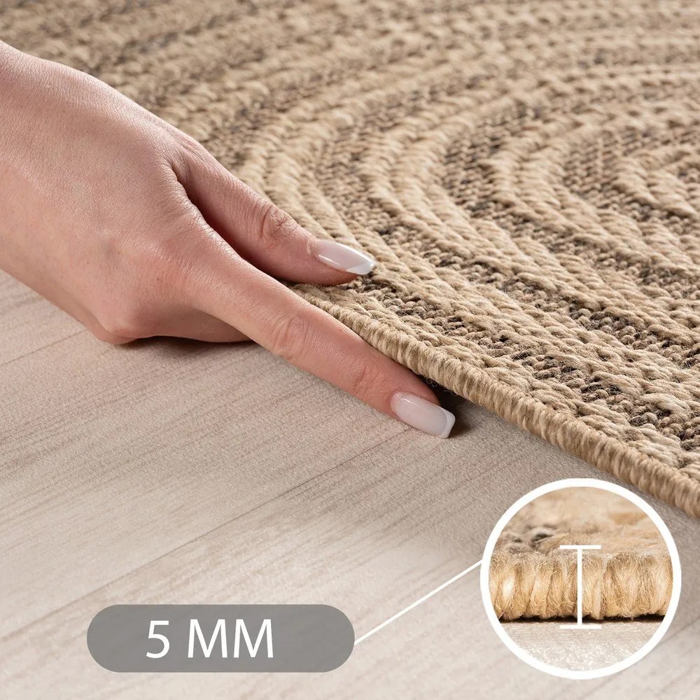 Hnedý okrúhly vnútorný a vonkajší koberec ø 160 cm Timber 1401 – Ayyildiz Carpets