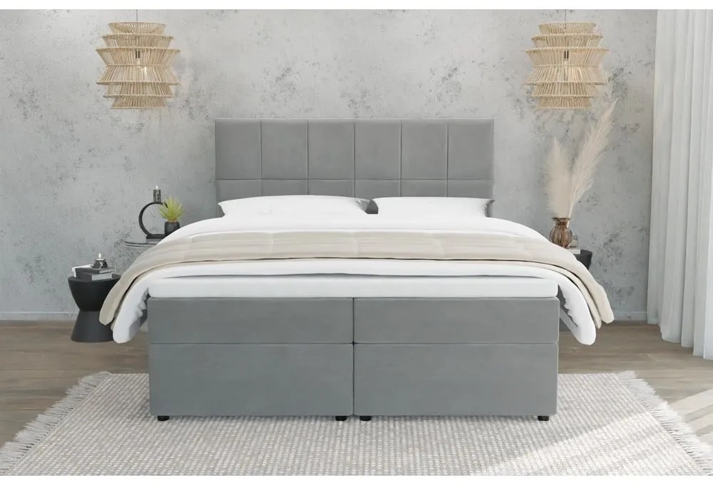 Svetlosivá boxspring posteľ s úložným priestorom 180x200 cm Flip – Ropez