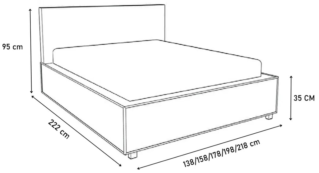 Čalúnená posteľ LAZIO, 140x200, madryt 128