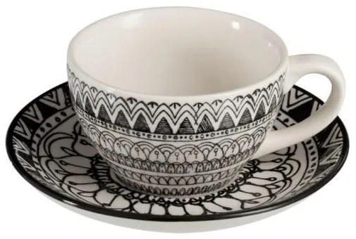 Šálka s tanierikom Mono Boho - 14 * 11 * 7cm