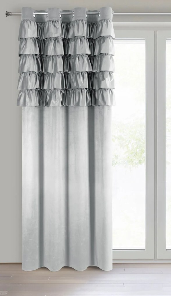 ZATEMŇOVACÍ ZÁVES NA KRÚŽKOCH AURA 140X250 CM STRIEBORNÁ