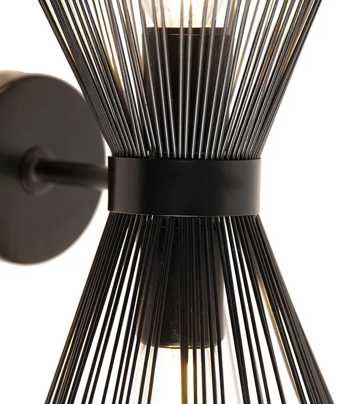 Art Deco nástenná lampa čierna 2-svetlá - Broom