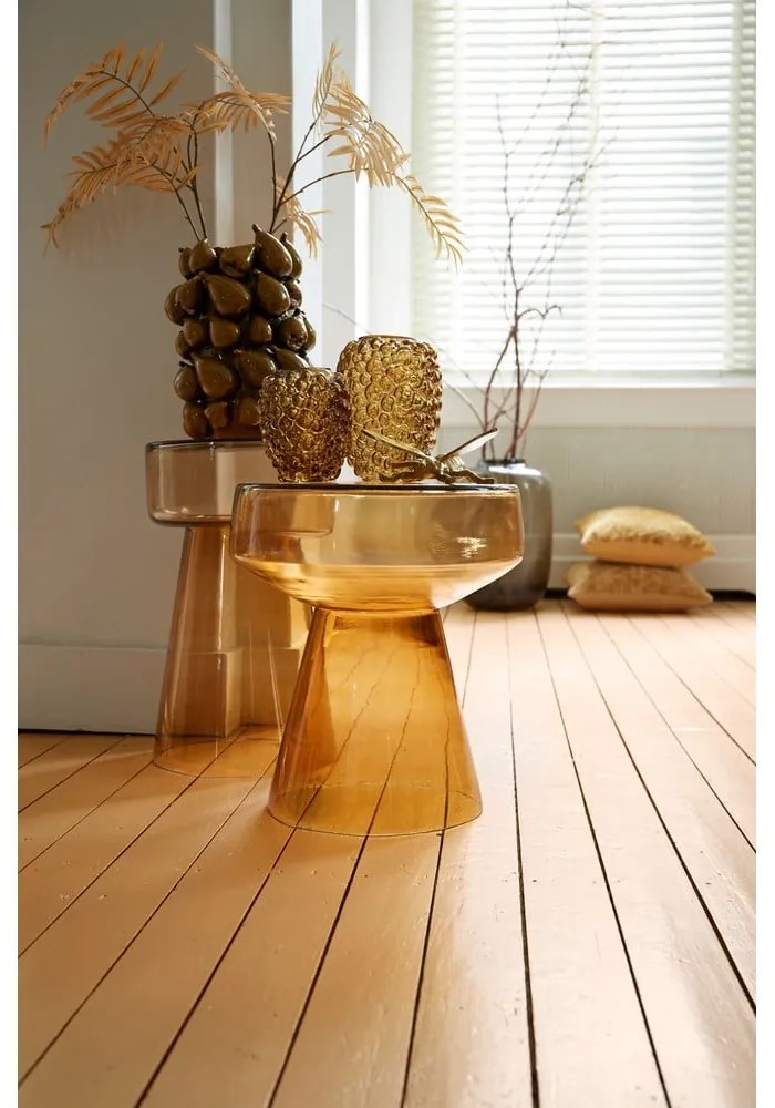 Sklenený okrúhly odkladací stolík ø 30 cm Dakwa – Light &amp; Living