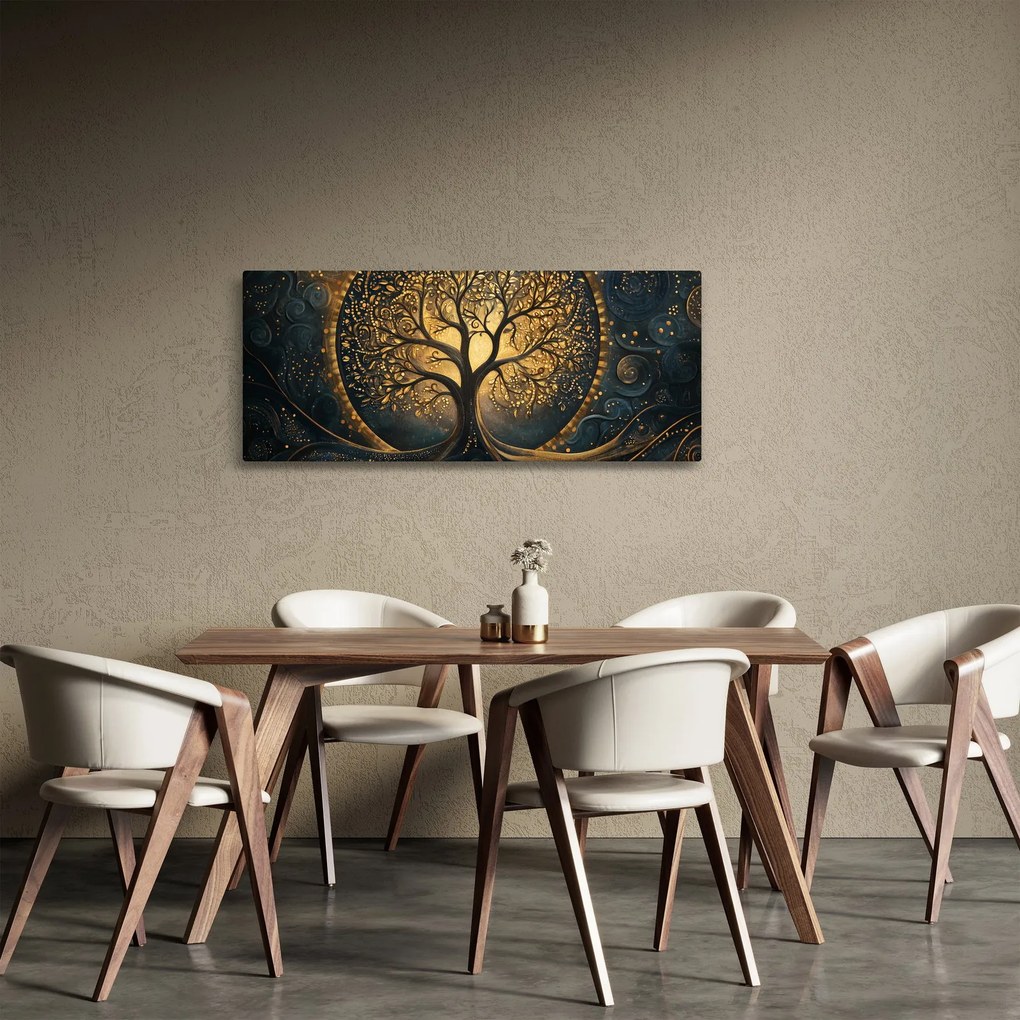 Obraz – Strom so zlatou aurou (120x50 cm)