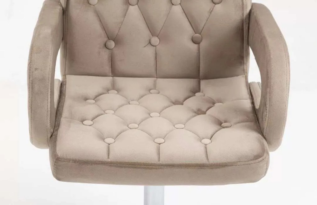 LuxuryForm DESIGN Stolička BOSTON VELUR na čiernej podstave s kolieskami - latte