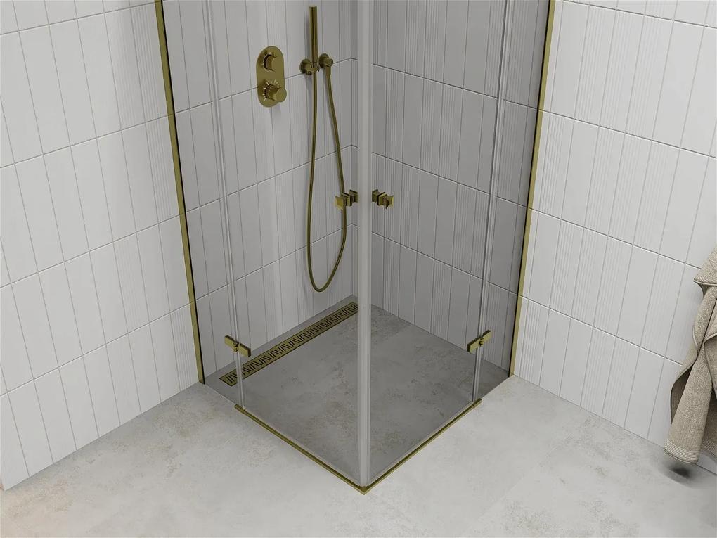 Mexen Roma Duo, sprchovací kút 100 (dvere) x 100 (dvere) cm, 6mm číre sklo, zlatý profil, 854-100-100-50-00-02