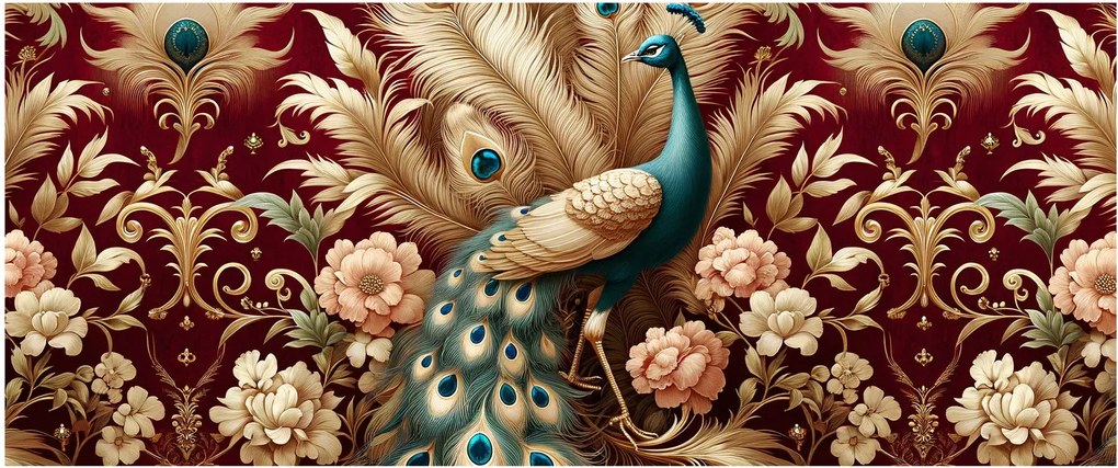 Obraz – Elegantný páv (120x50 cm)