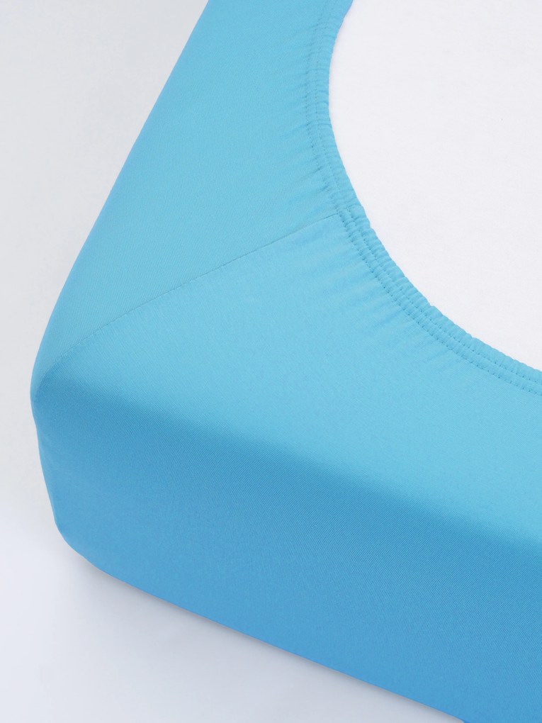 Jersey plachta do postieľky s elastanom Deluxe 60 x 120 cm – svetlomodrá