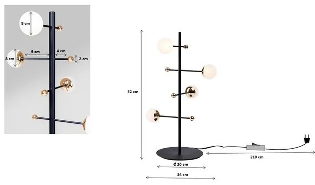 Trapez stolná lampa čierna