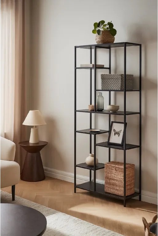 Noela Knižnica regál ARCANA 165x80 čierna