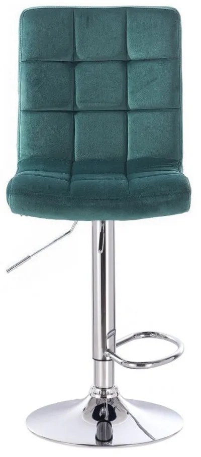 LuxuryForm DESIGN Barová stolička TOLEDO VELUR na striebornom tanieri - zelená