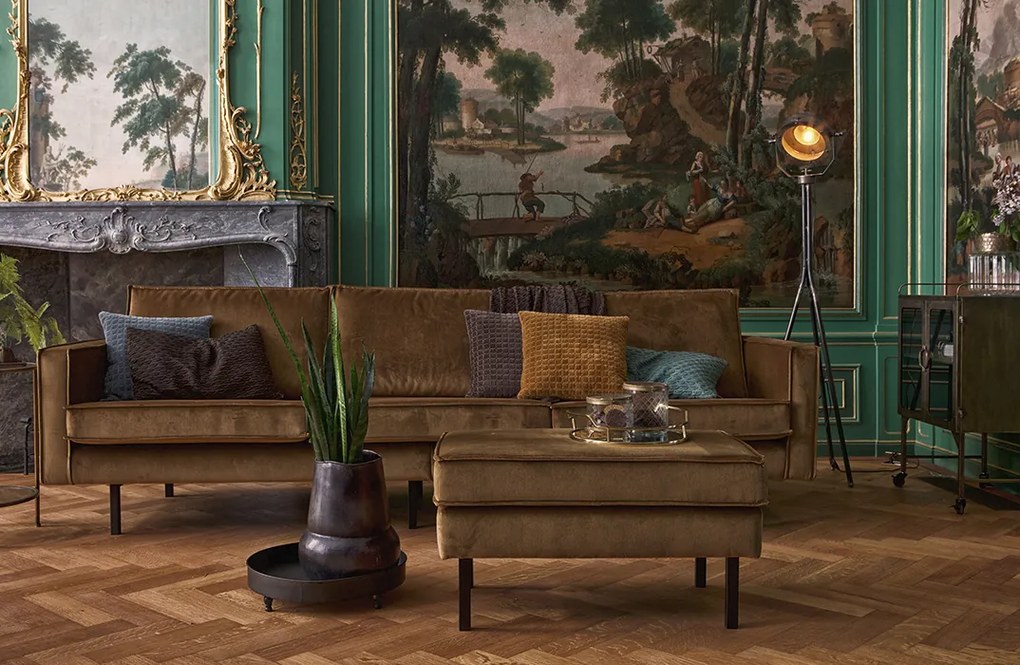 BePureHome Rodeo zamatový ottoman - Béžová
