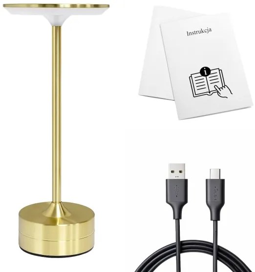 Nabíjateľná dotyková stolná LED lampa TAVOLO LED/2,5W/5V 2400 mAh 3000-6000K zlatá