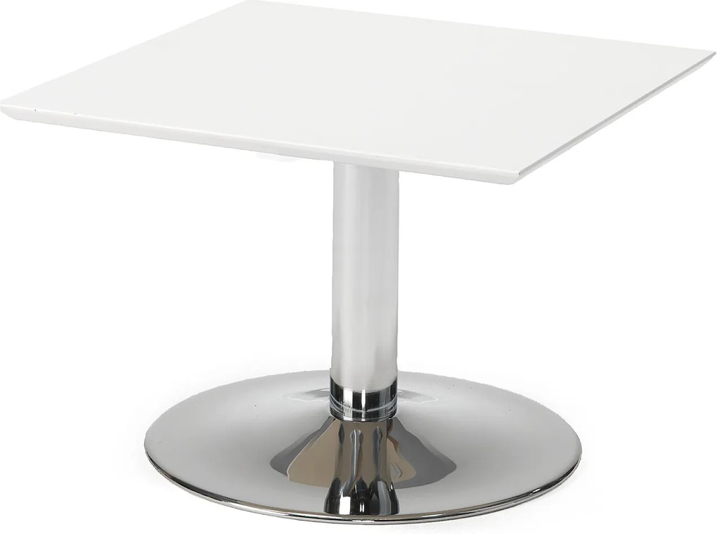 Konferenčný stolík Crosby, 700x700x500 mm, biela / chróm