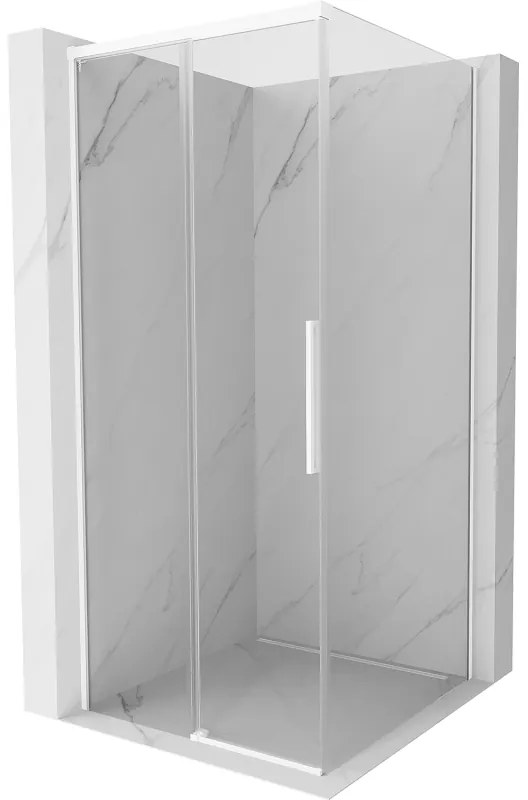 Mexen Rox, posuvný sprchový kút 100 x 100 cm, 8mm číre sklo, biely profil, 8C2-100-100-20-00