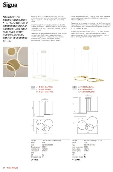 Redo 01-2608 - stmievateľný LED luster na lanku SIGUA LED/114W/230V CRI 90 biela