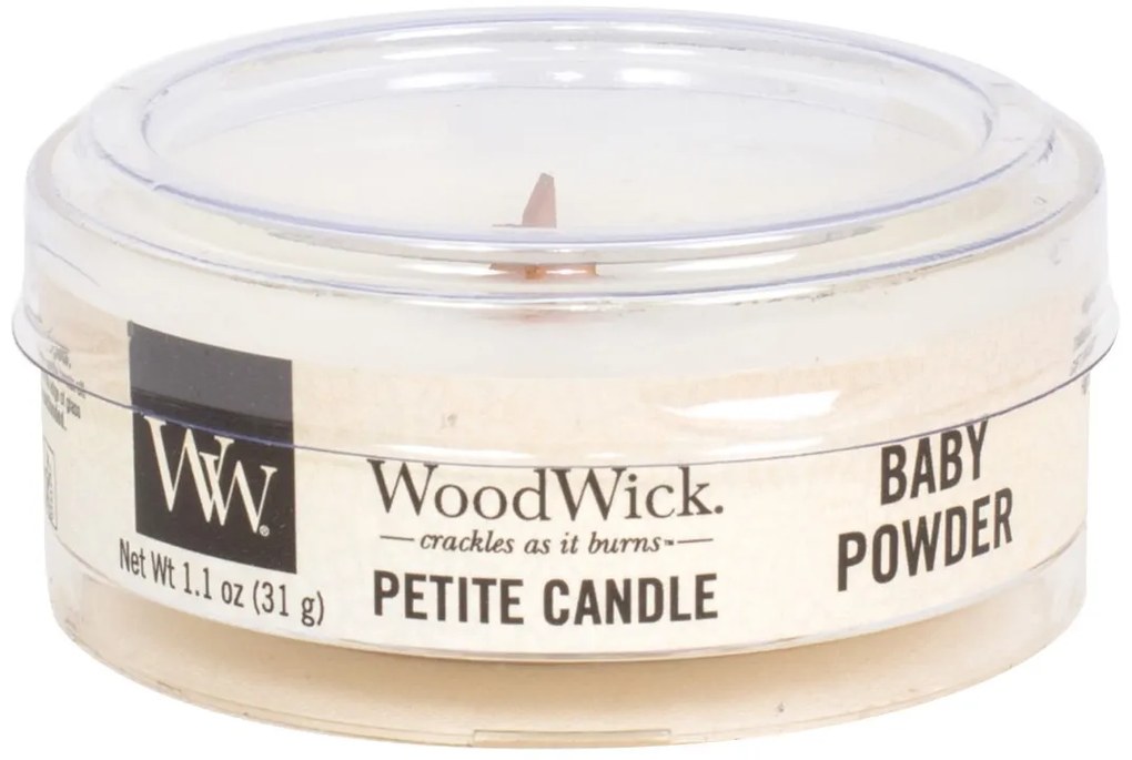 WoodWick vonná sviečka Petite Baby Powder