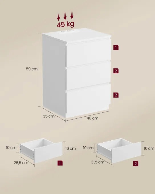 Set 2 nočných stolíkov LET831W14
