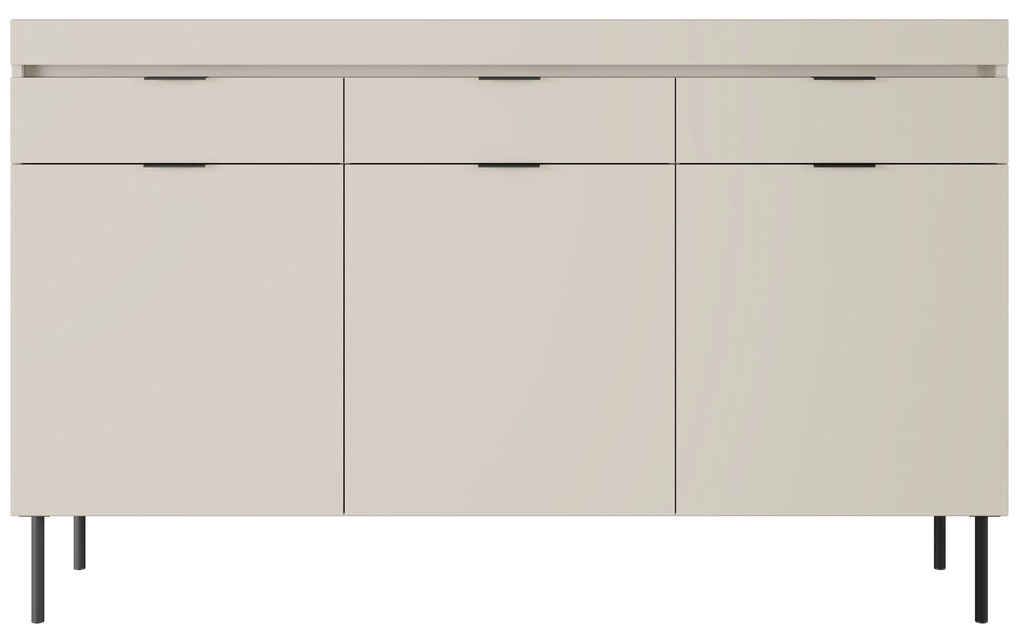 Komoda Sentia 157 cm s 3 zásuvkami - kašmírová / čierna