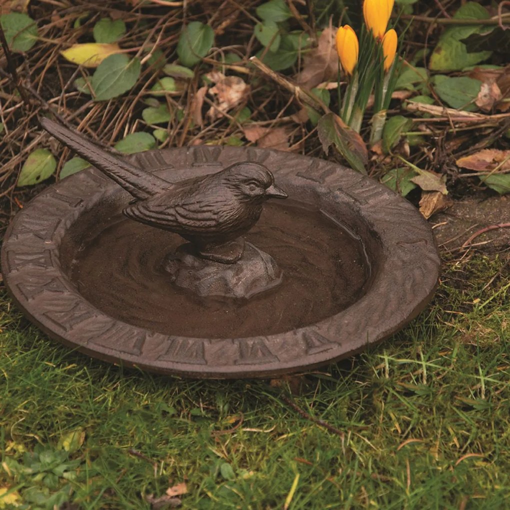 Napájadlo pre vtáky Hours, 9x24 cm, liatina, hnedá