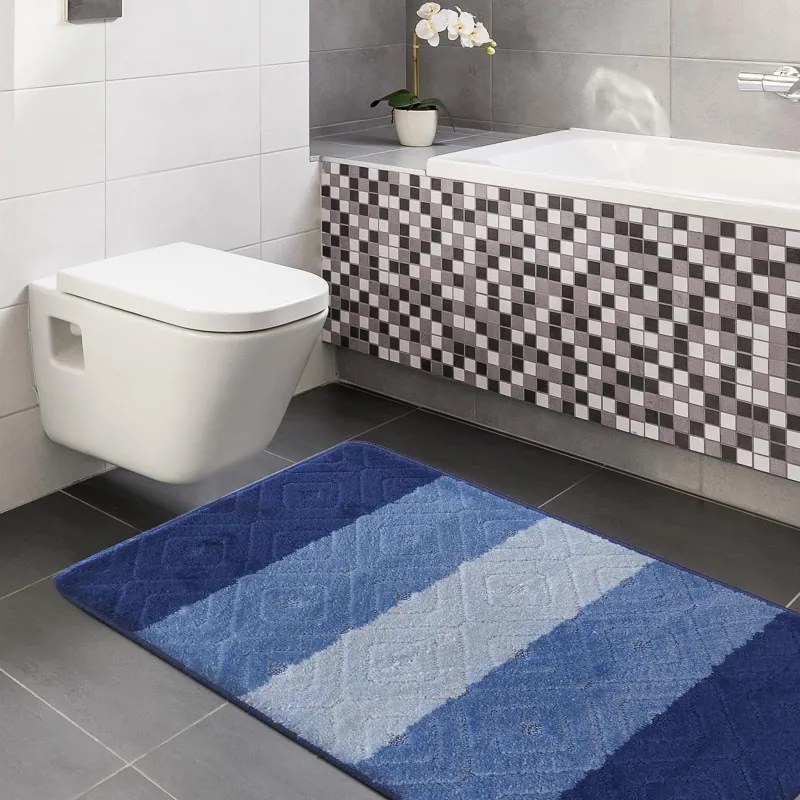Modrý set kupeľňových predložiek Šírka: 50 cm | Dĺžka: 80 cm