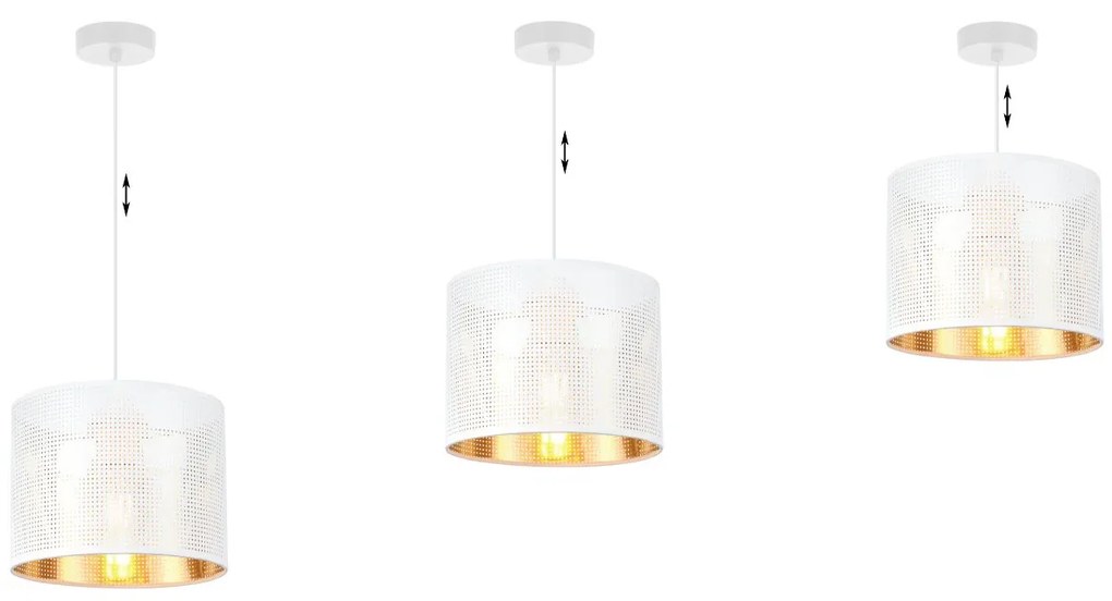 Závesné svietidlo Asti0, 1x biele PVC tienidlo, (fi 20cm), g, w