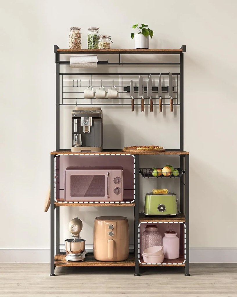 Kuchynský regál Vasagle Shelfy hnedý/čierny