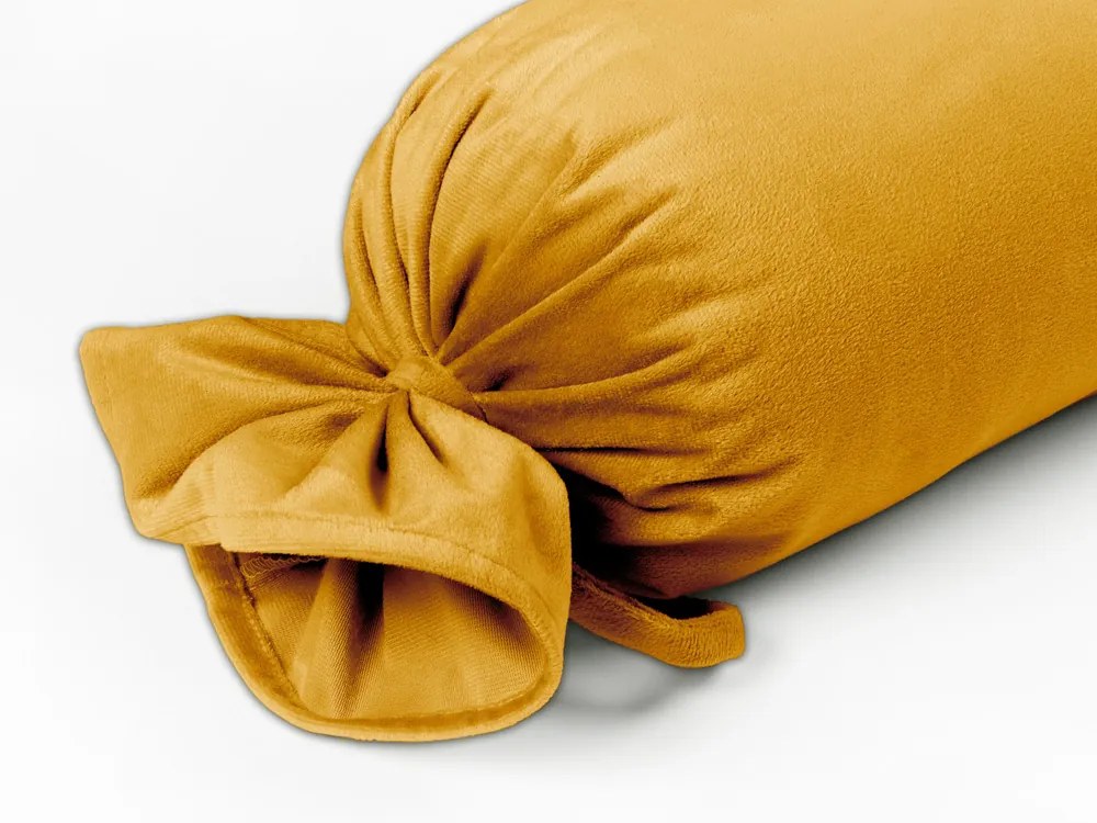 Biante Zamatový vankúš valec bonbon Velvet Prémium SVP-037 Zlatisto oranžový 15x40 cm