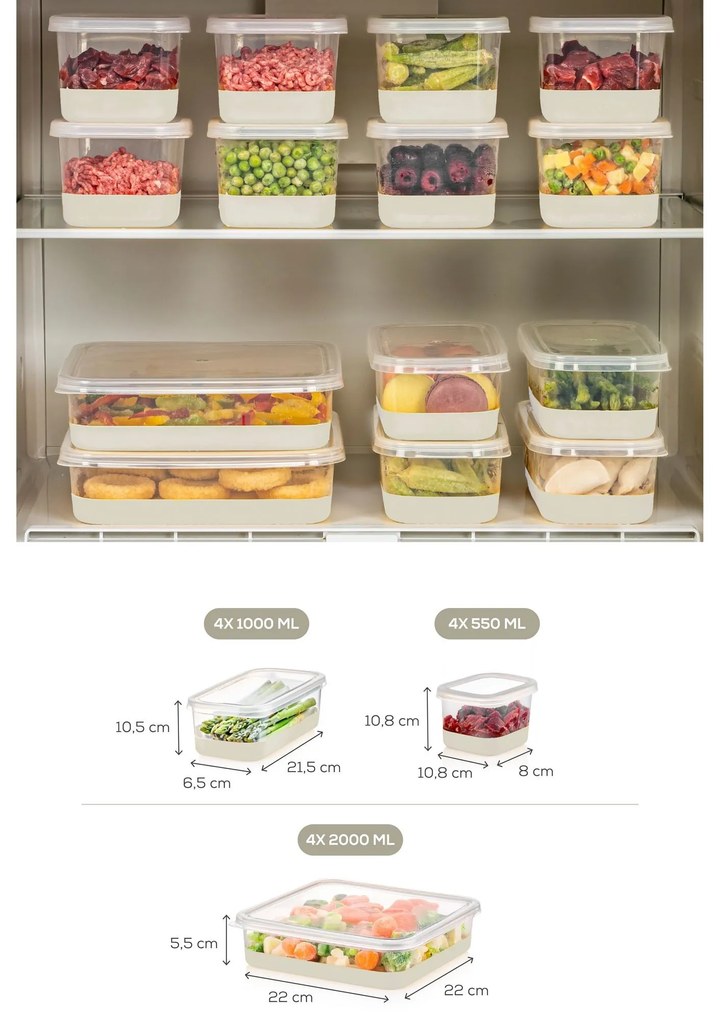 Súprava 12 ks kuchynských nádob ALLIE sivá