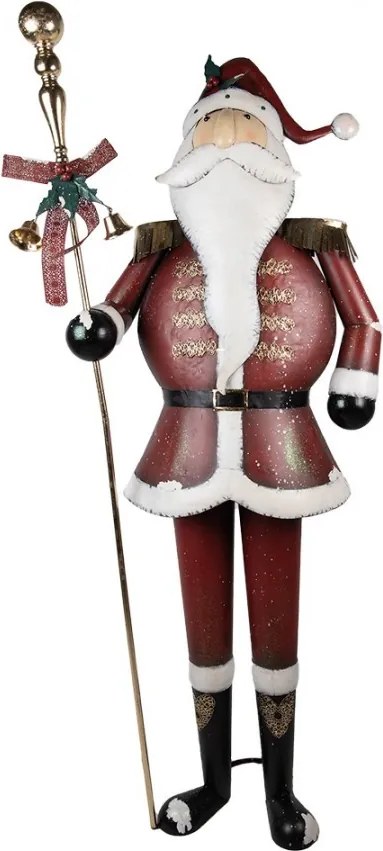 Veľká červená kovová socha Santa Claus s palicou - 82*36*205 cm