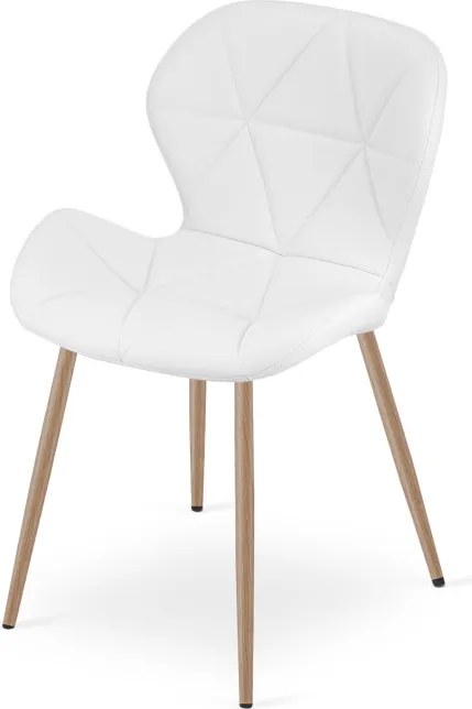 Set dvoch jedálenských stoličiek MANGO ekokoža biele / hnedé nohy (2 ks)