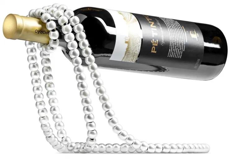 015106 DR Stojan na víno - Perlový náhrdelník Biela